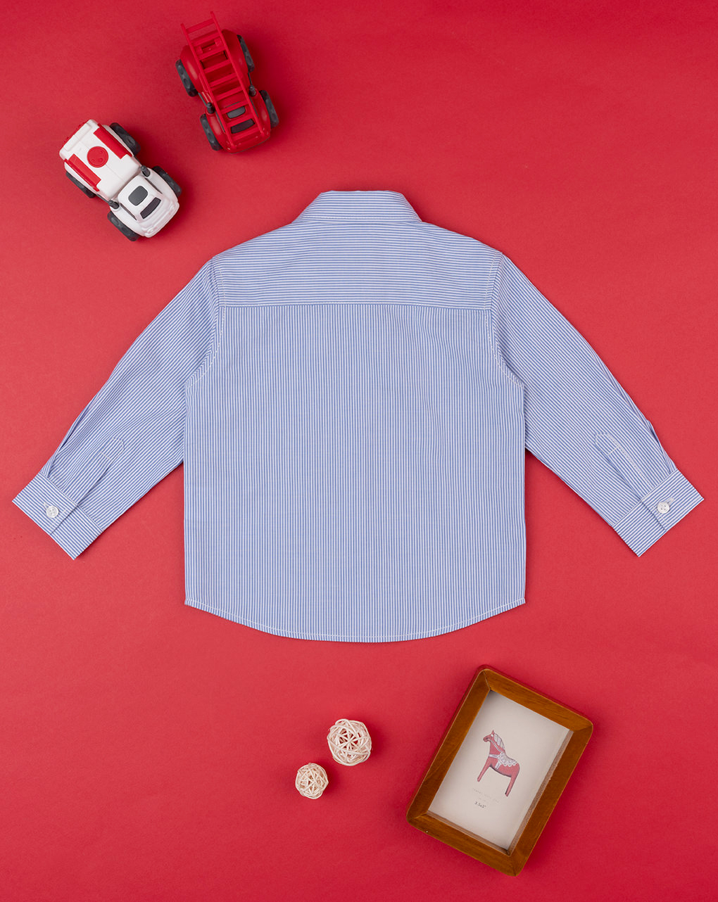 Camisa de popelina a rayas azul bebé - Prénatal