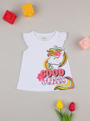 Camiseta de tirantes "unicorn" de niña, color crema - Prénatal