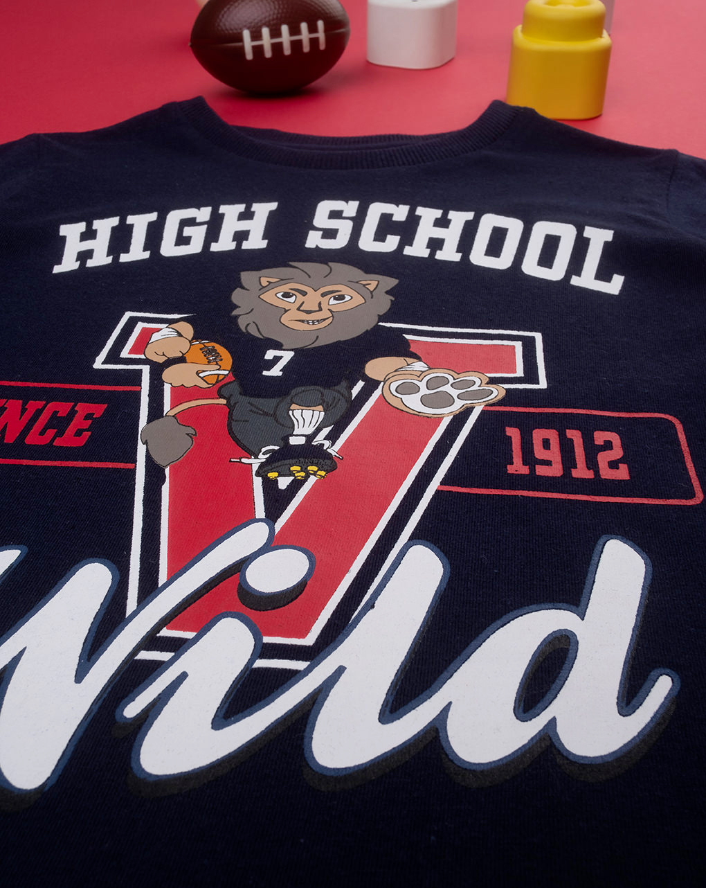 Camiseta bimbo "high school" nera/rossa - Prénatal