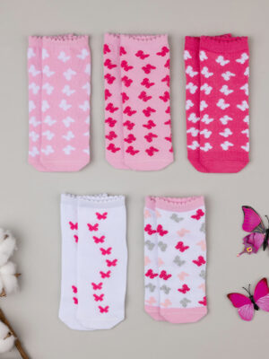 Lote de 5 calcetines cortos de niña "mariposas - Prénatal