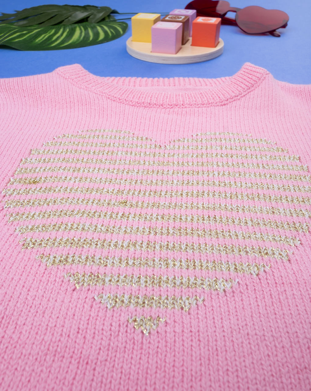 Jersey tricot rosa 'golden heart' de niña - Prénatal