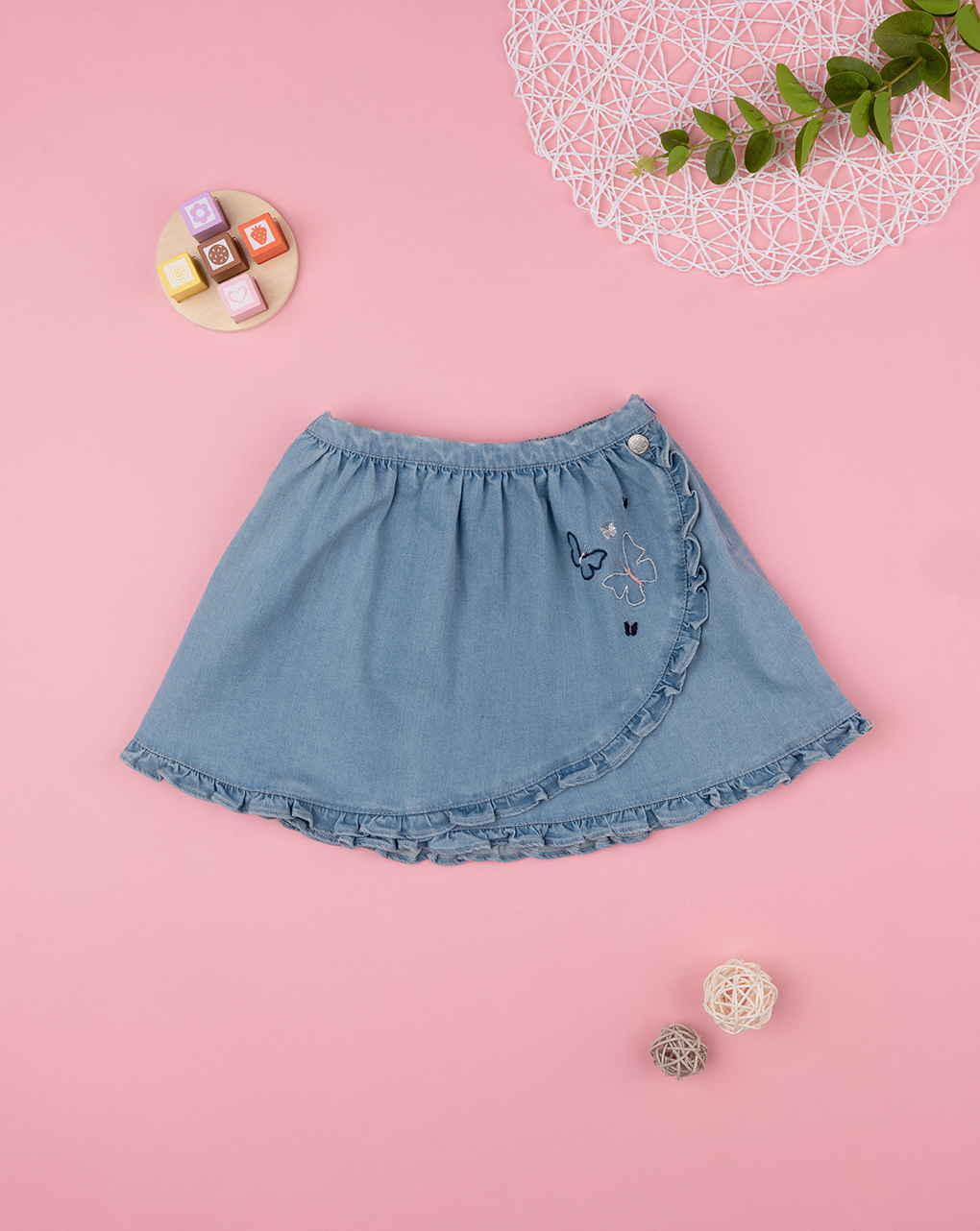 Falda niña demin soft azul - Prénatal