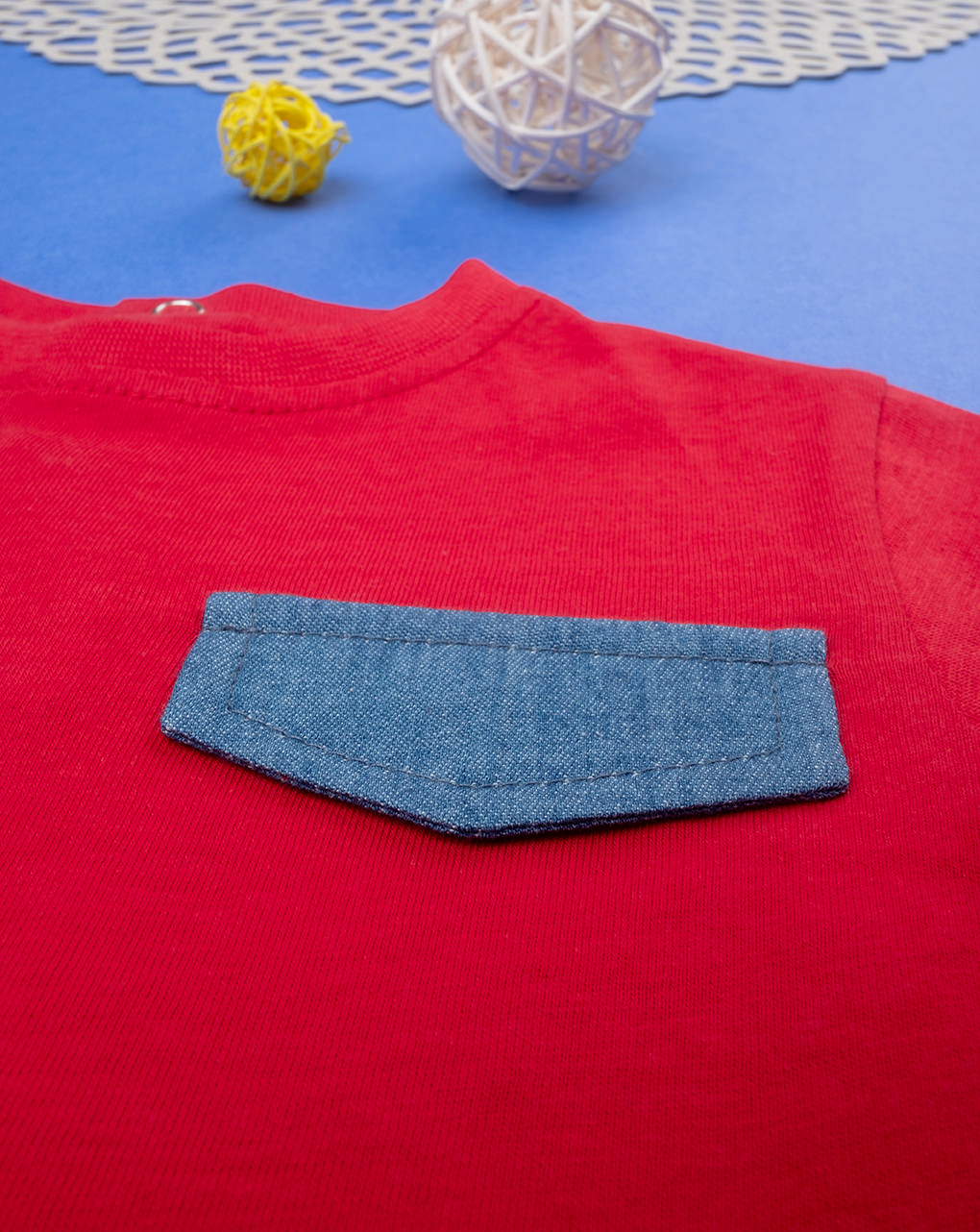 Camiseta de chico de manga corta con bolsillo de cambray - Prénatal