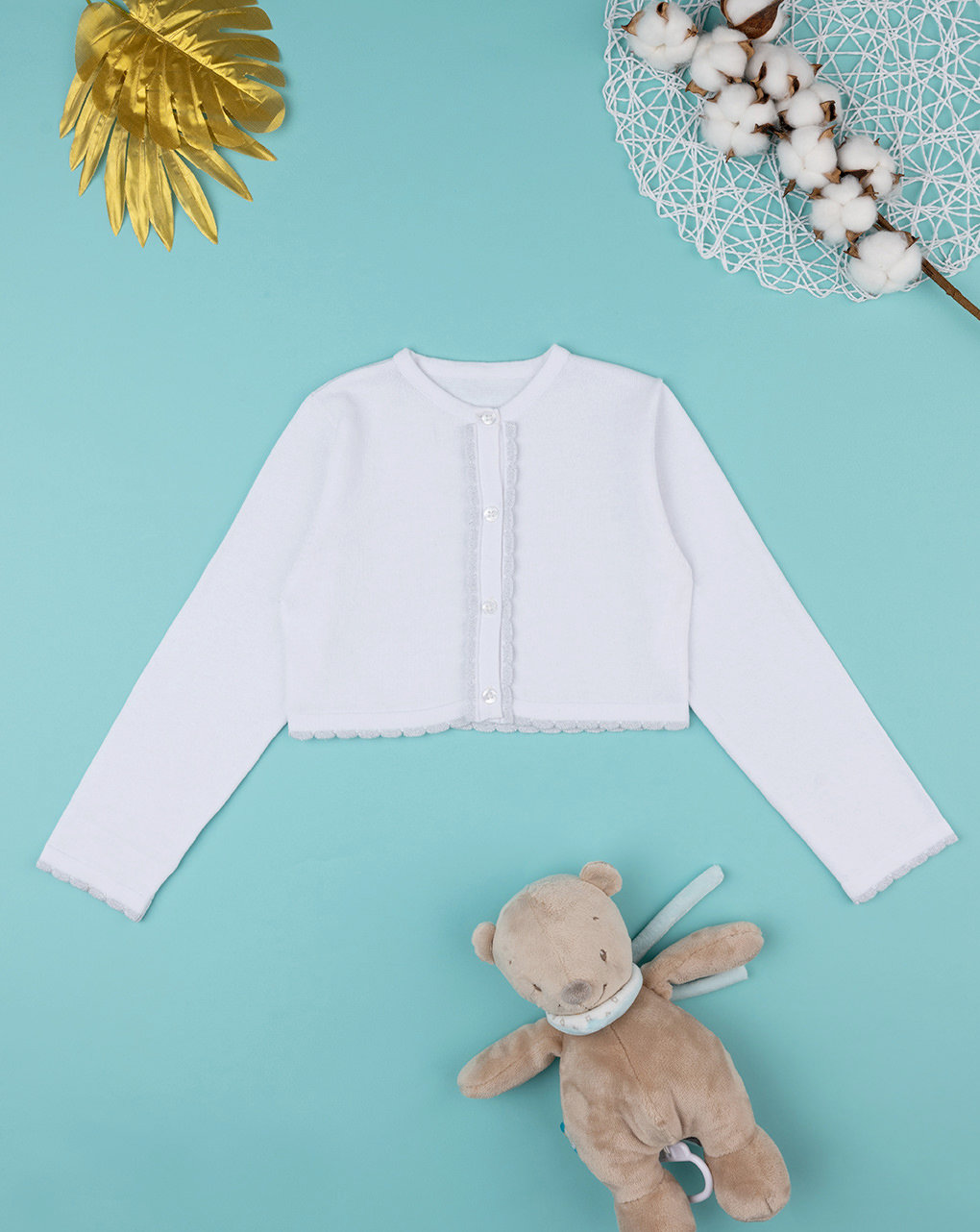 Chaqueta de punto blanca elegante para niña - Prénatal