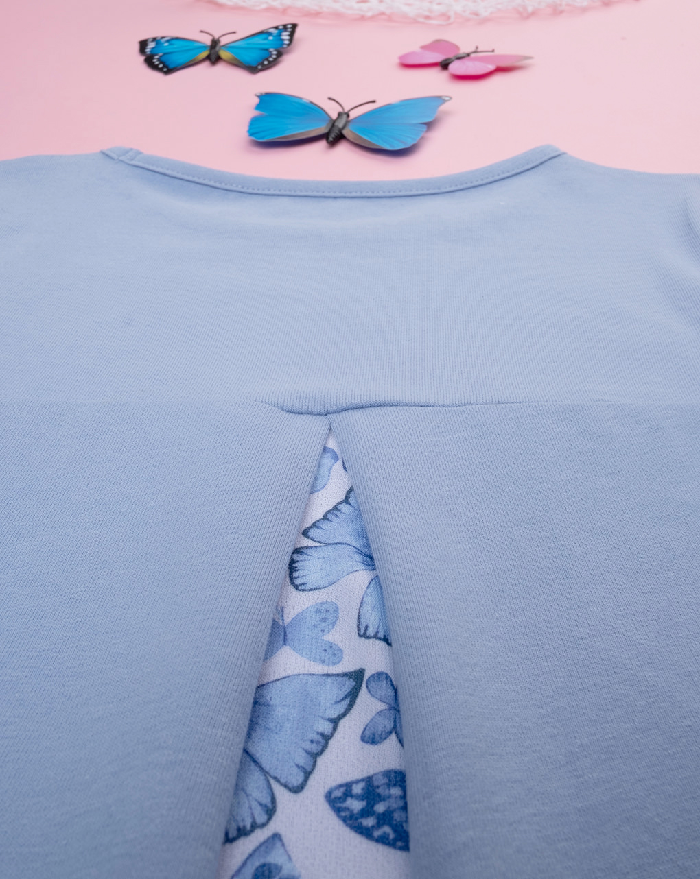 Camiseta azul claro de niña con inserción - Prénatal