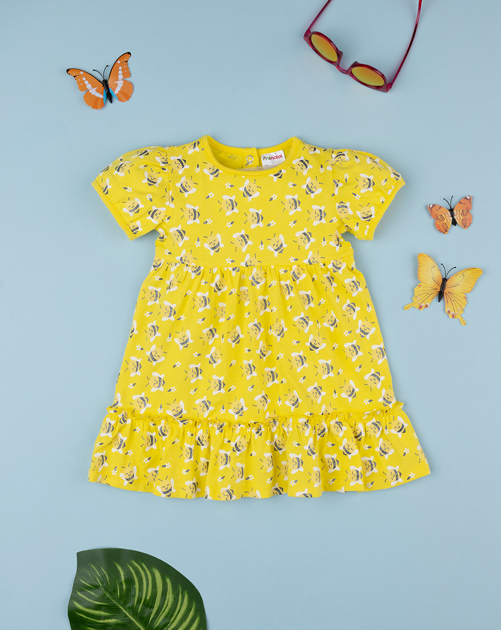 Vestido de verano de niña con estampado allover de media manga - Prénatal
