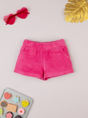 Pantalón corto de rizo rosa para bebé niña - Prénatal