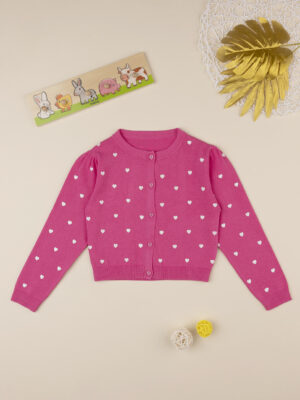 Chaqueta de punto tricot rosa 'hearts' de niña - Prénatal