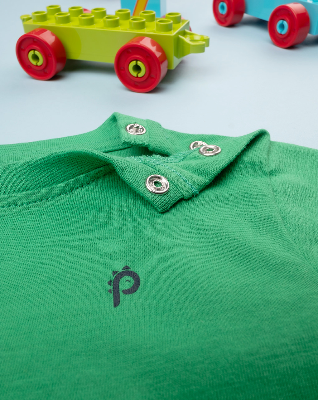 Camiseta de manga corta con logotipo verde bebé - Prénatal