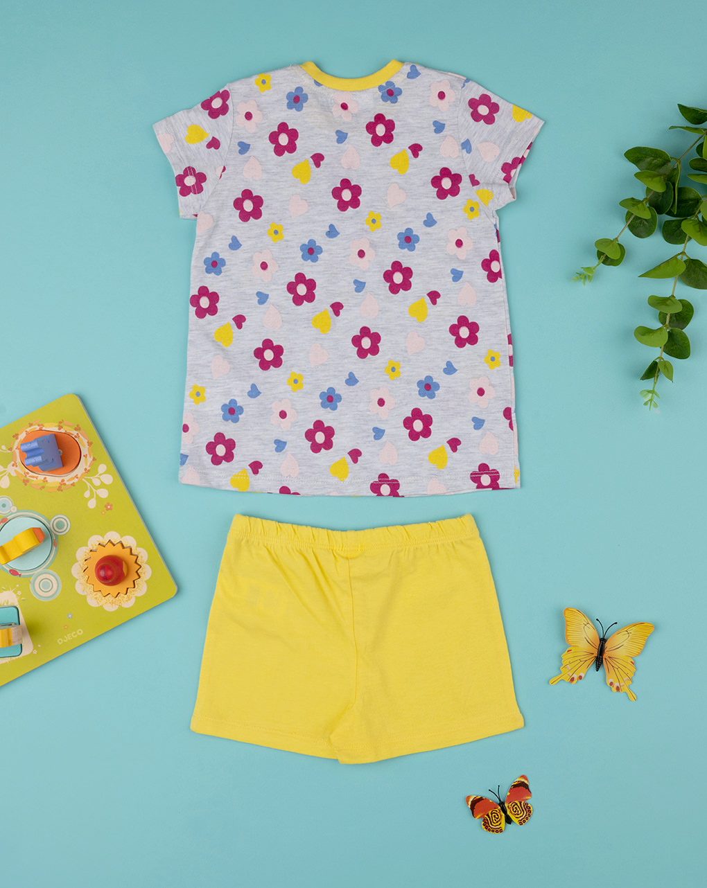 Pijama de punto amarillo/gris de niña - Prénatal
