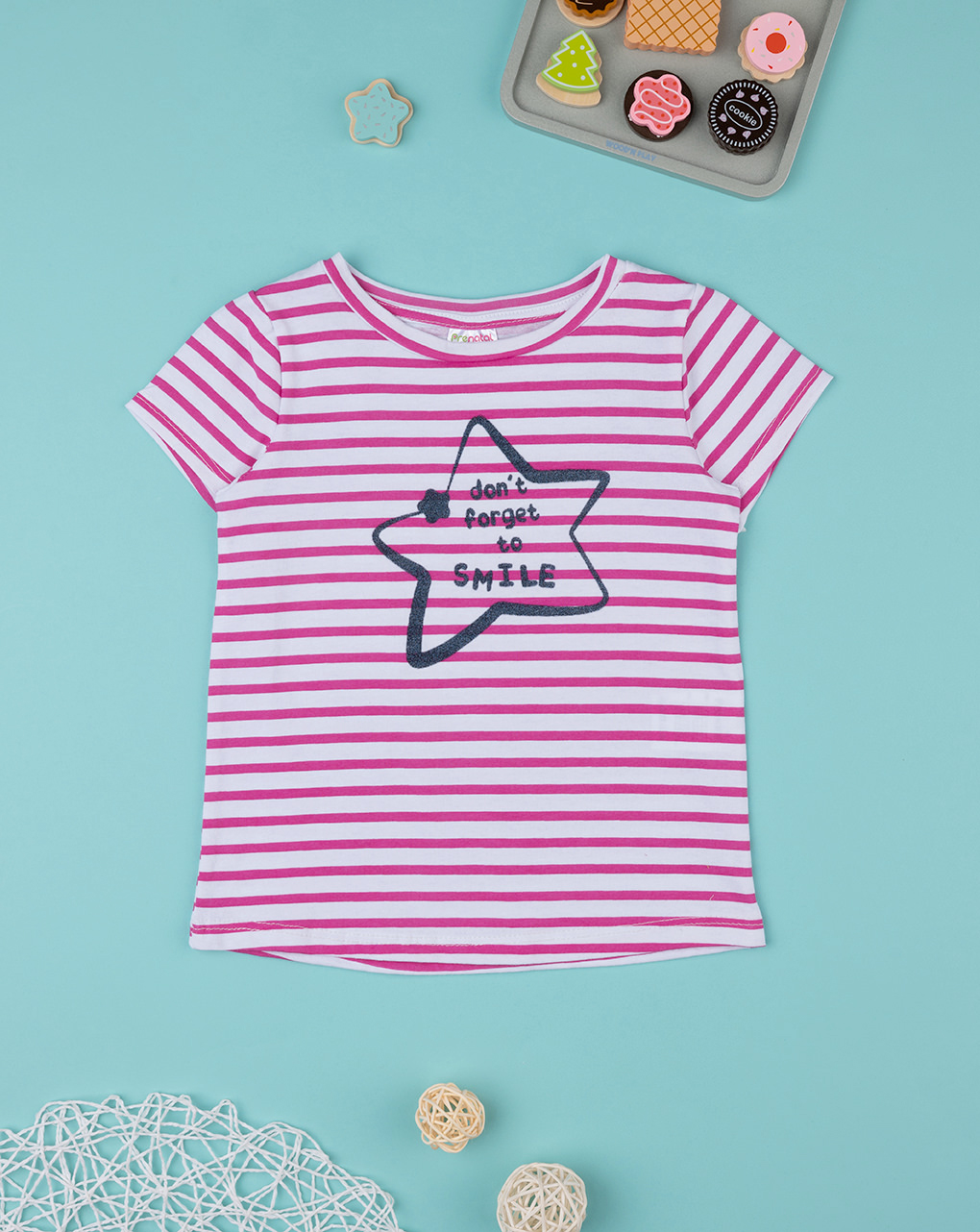 Camiseta de niña de rayas y media manga - Prénatal