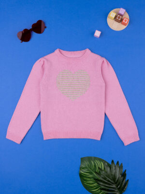 Jersey tricot rosa 'golden heart' de niña - Prénatal