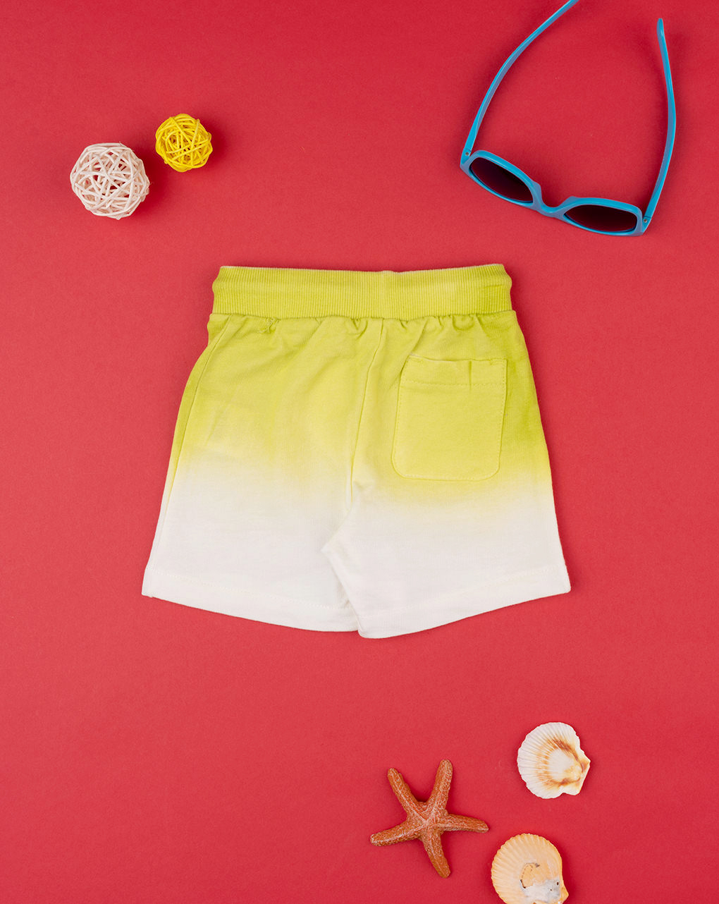 Pantalón corto amarillo de niño con efecto sombreado - Prénatal