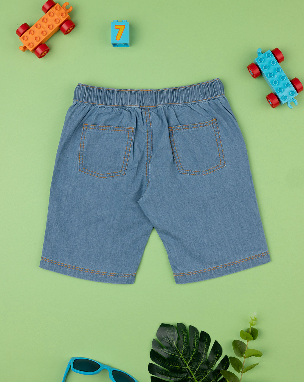 Pantalón corto básico de niño en chambray - Prénatal