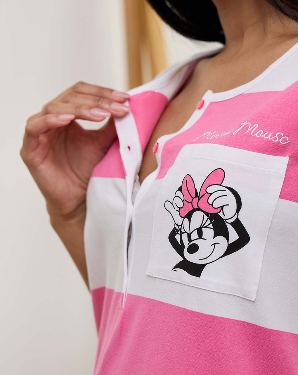 Camisón de lactancia a rayas minnie mouse - Prénatal
