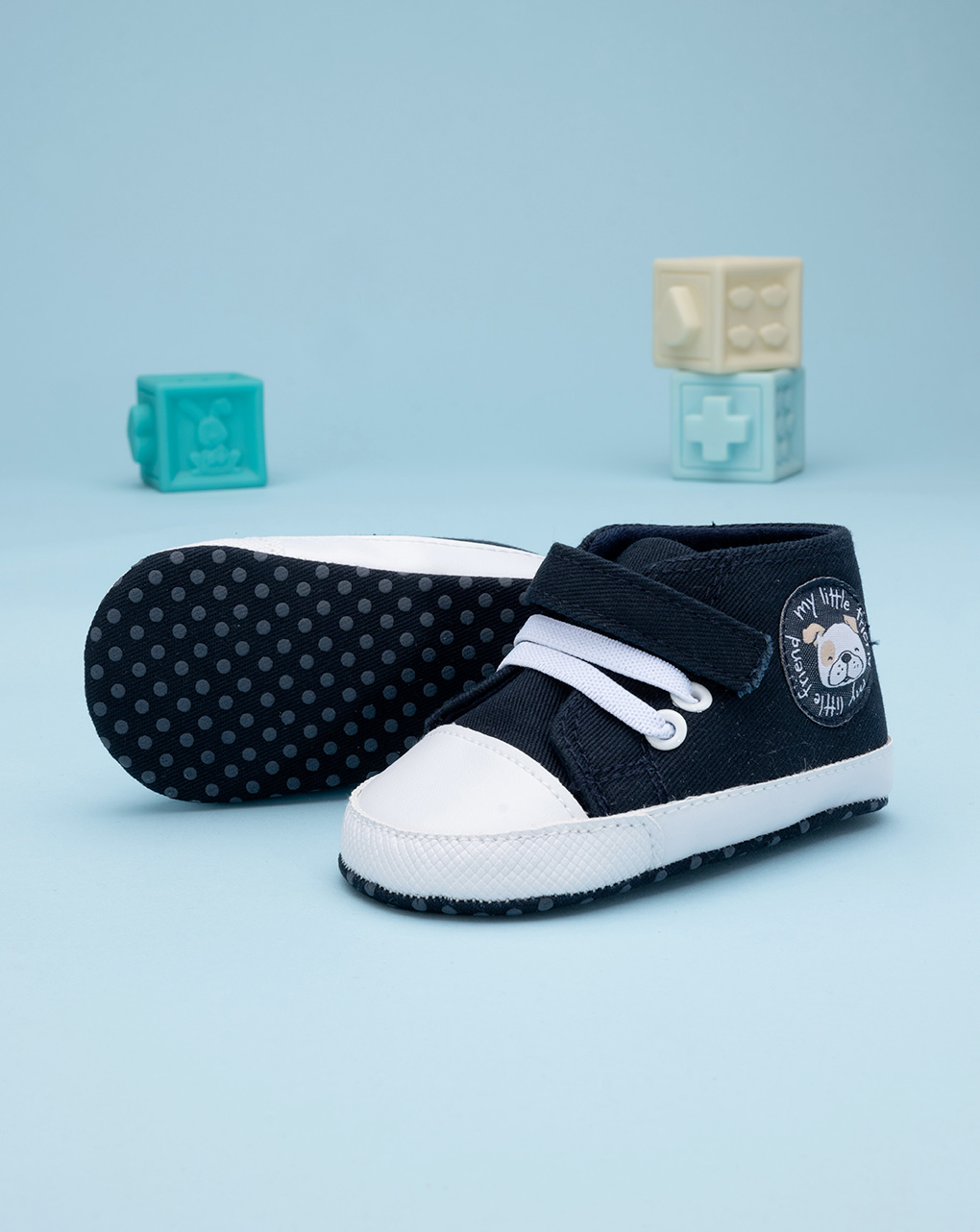 Pantuflas de bulldog azul bebé - Prénatal