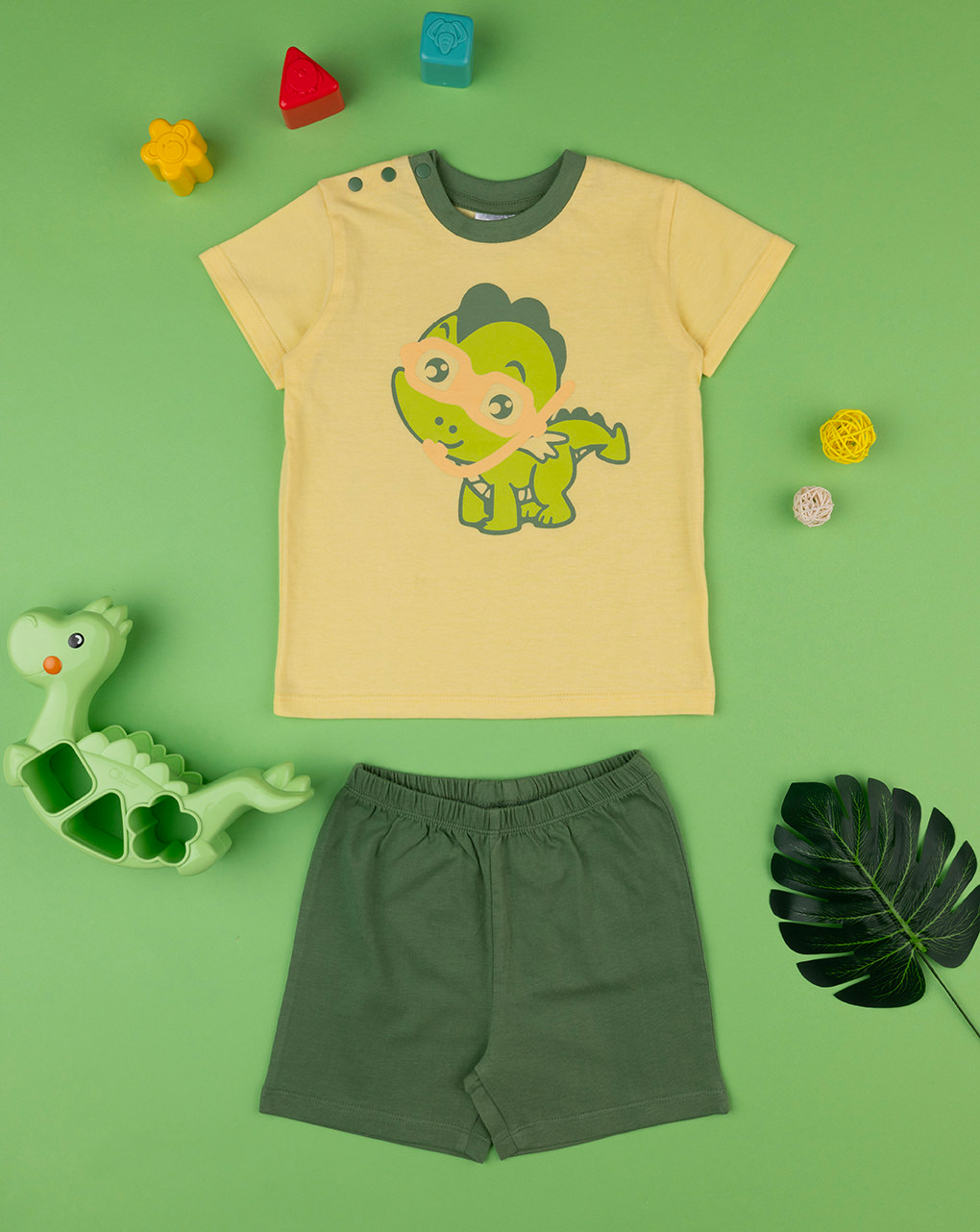 Pijama de punto amarillo/verde de niño - Prénatal