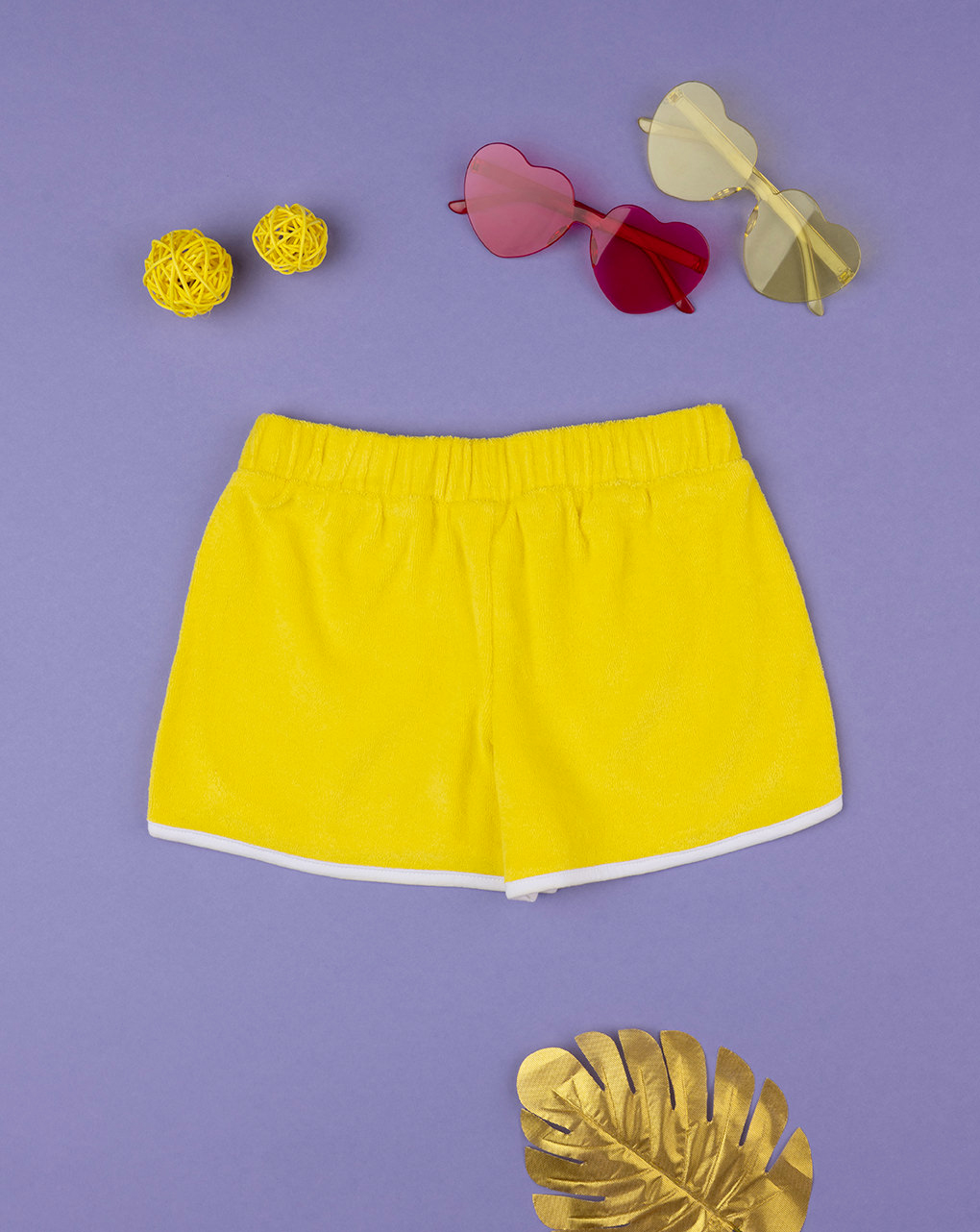 Pantalón corto de rizo amarillo para niña - Prénatal