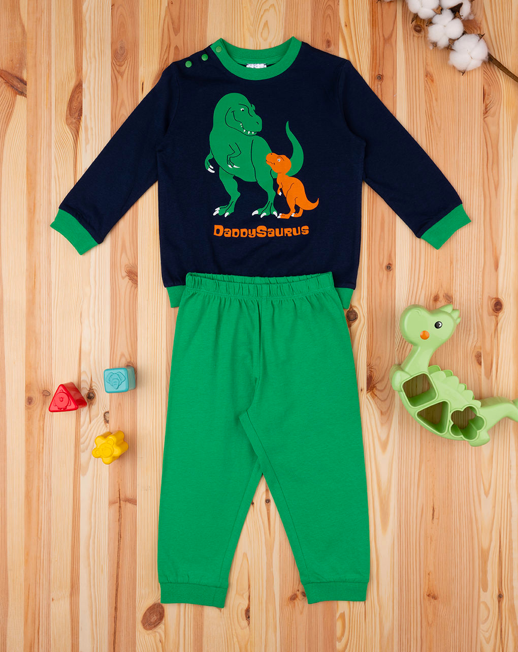 Pijama largo de dos piezas bebé dinosaurios - Prénatal