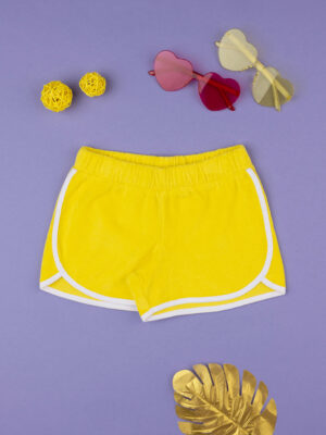 Pantalón corto de rizo amarillo para niña - Prénatal