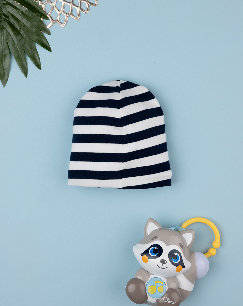 Gorro de jersey azul bebé/blanco - Prénatal