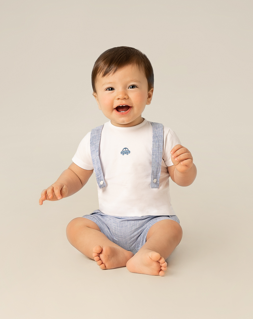 Traje de bebé camiseta y pantalón corto de lino sostenible - Prénatal