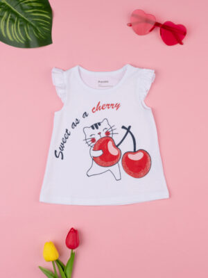 Camiseta de tirantes básica de niña con estampado y volantes - Prénatal