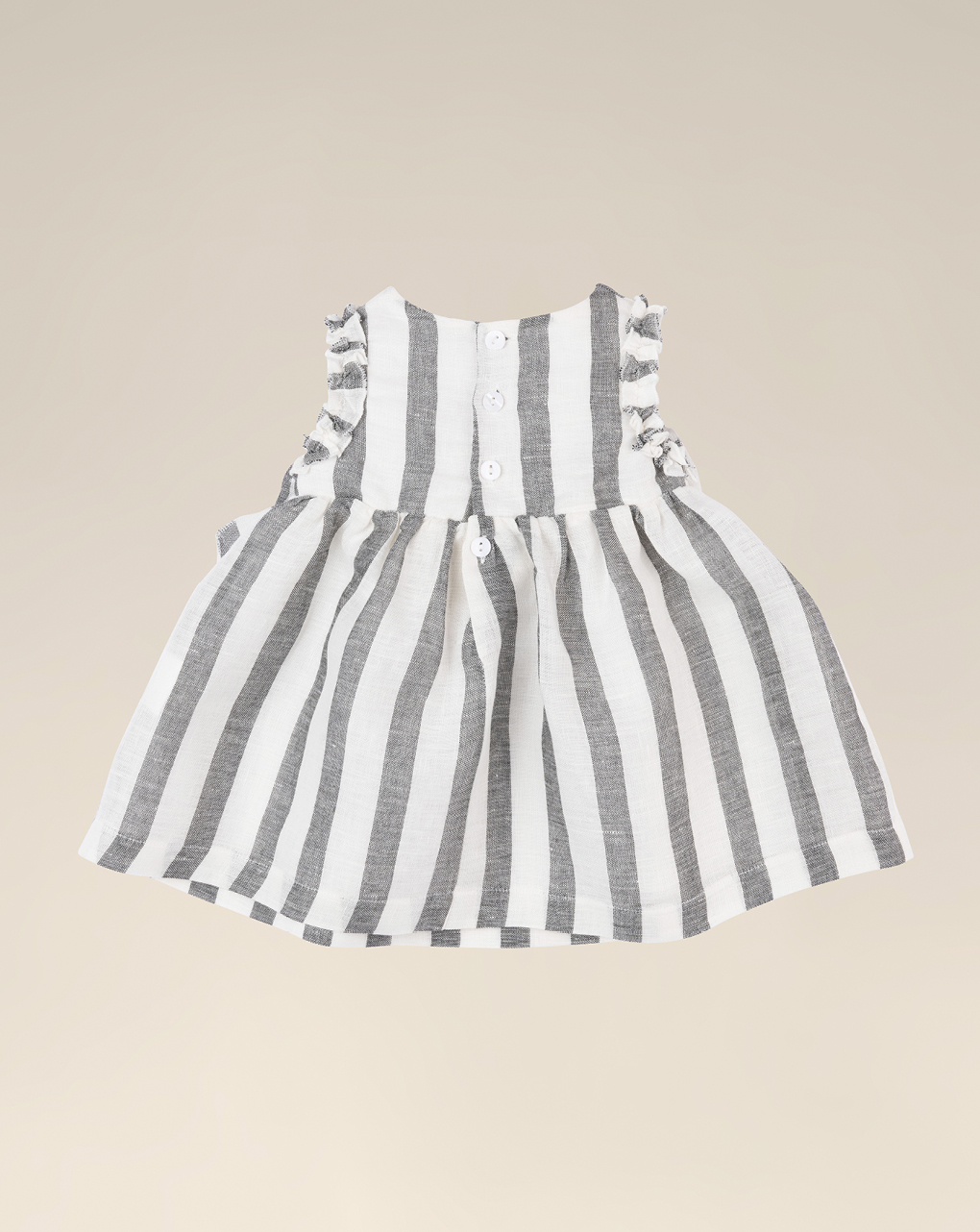 Vestido de rayas para bebé en lino ecológico - Prénatal