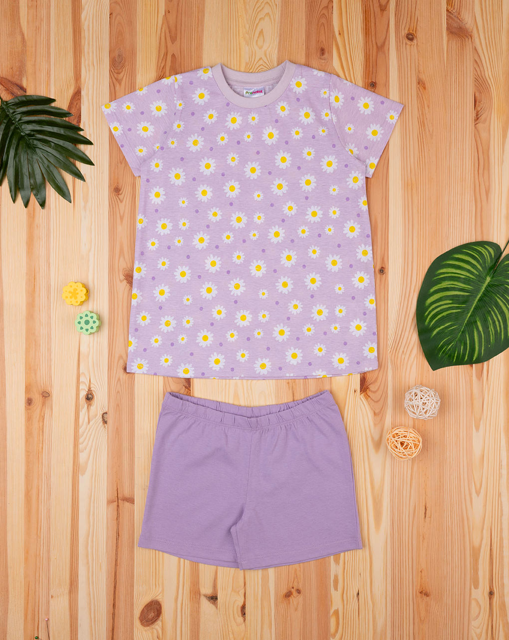 Pijama dos piezas niña flores lila - Prénatal