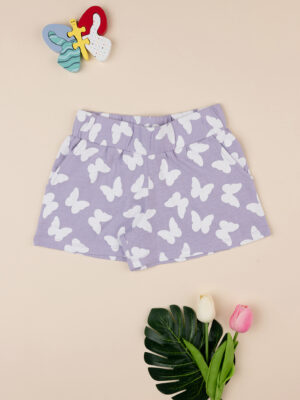 Pantalón corto lila con mariposa de niña - Prénatal