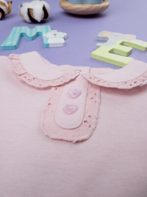 Elegante body de manga corta para bebé rosa - Prénatal