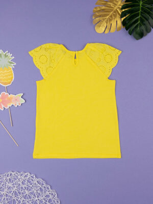 Camiseta amarilla de niña con mangas de sangallo - Prénatal