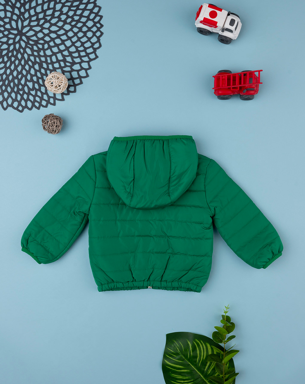 Chaqueta ligera de plumón verde con capucha para bebé - Prénatal
