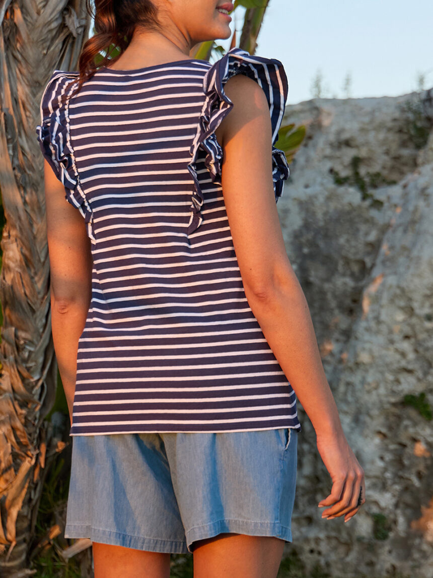 Camiseta premamá a rayas azules y blancas - Prénatal