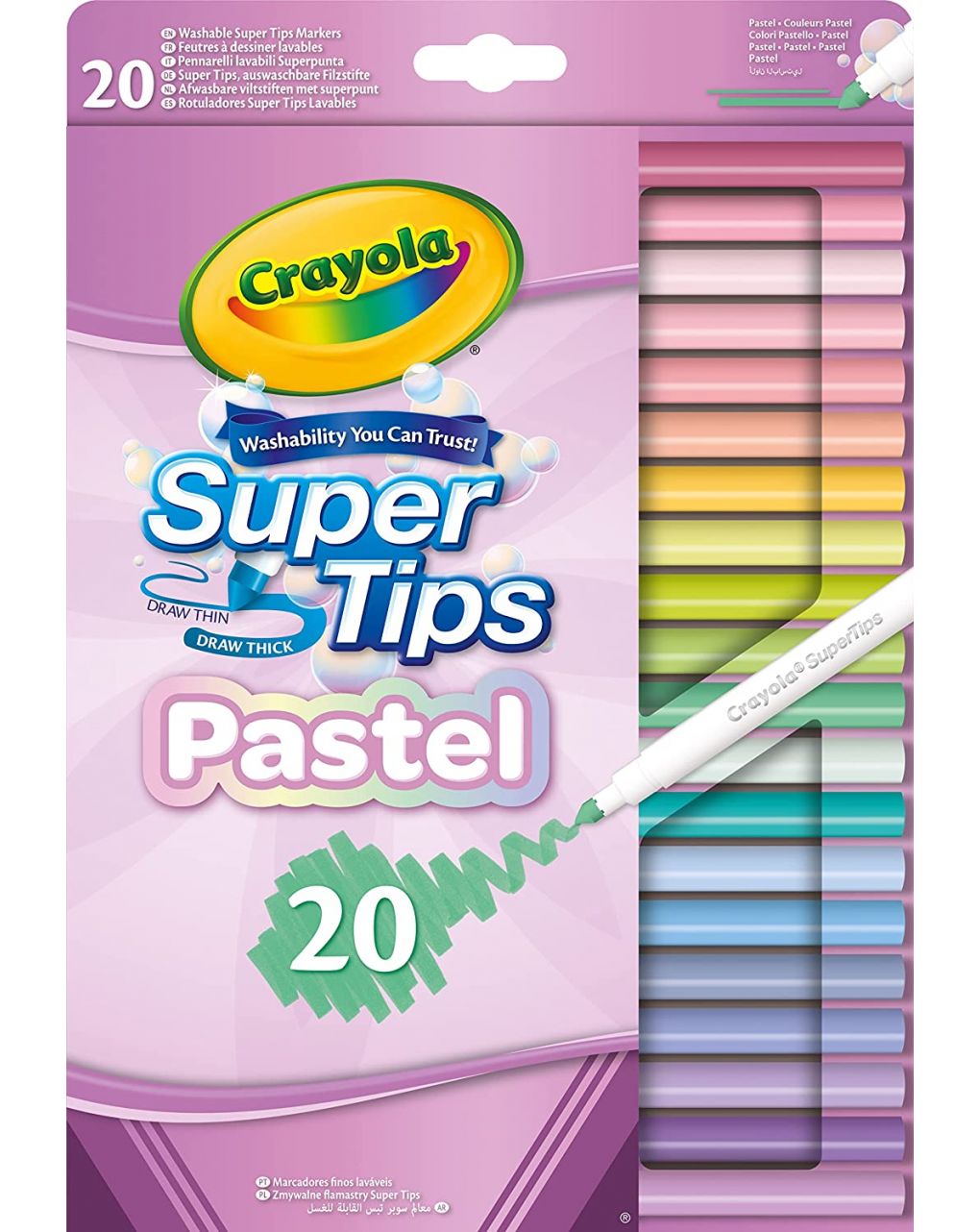 Set 20 rotuladores lavables supertips pastel - crayola - Crayola