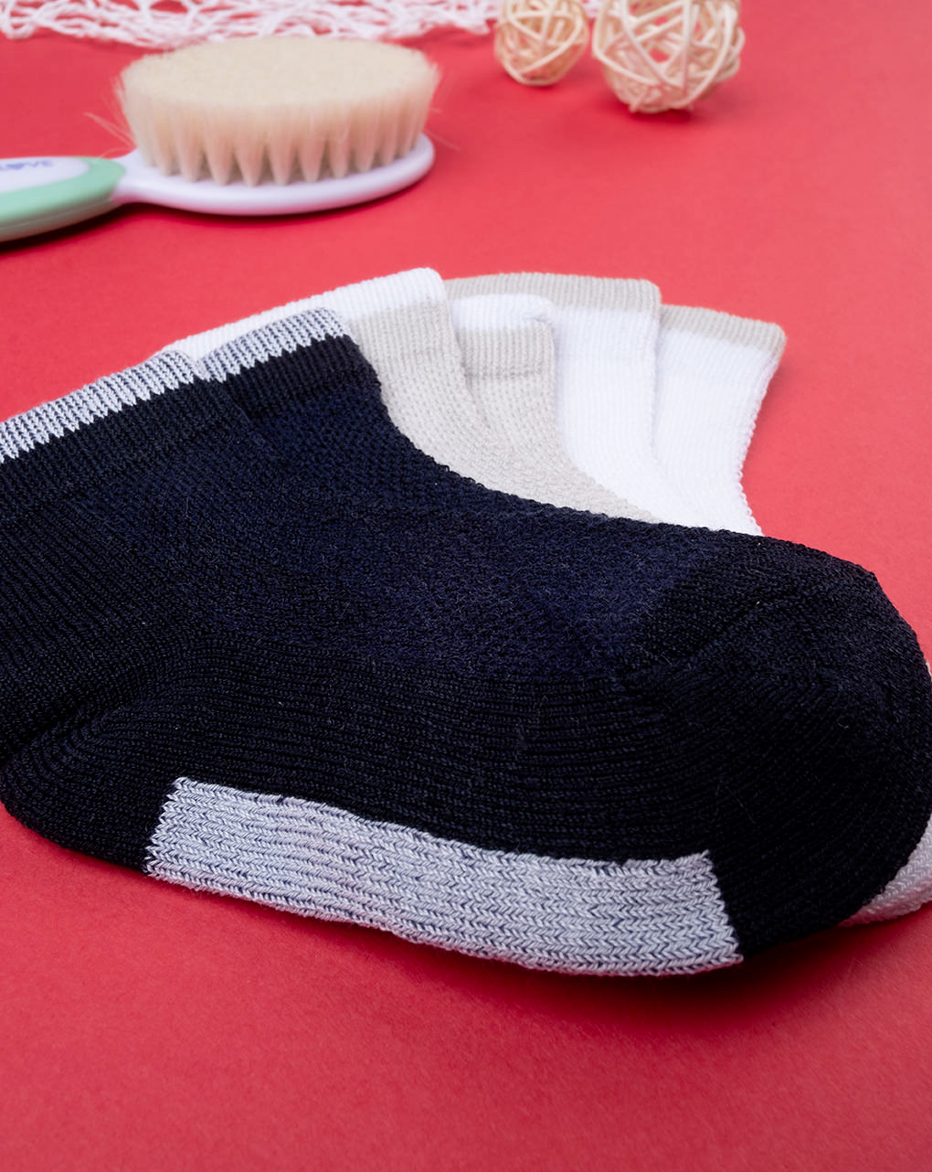 Lote de 3 calcetines cortos de algodón lisos para niño - Prénatal