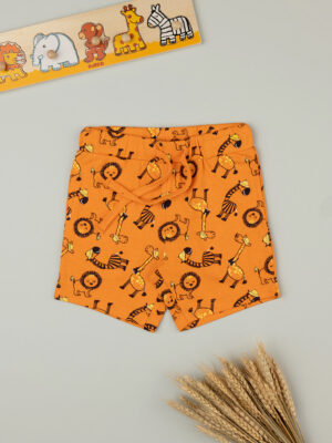 Bermudas para bebé en jersey naranja estampado por toda la prenda - Prénatal