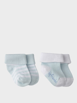 Pack 2 pares de calcetines de algodón azul claro con rayas - Prénatal
