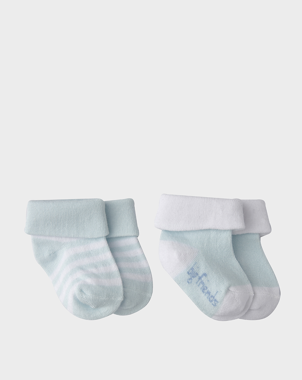 Pack 2 pares de calcetines de algodón azul claro con rayas - Prénatal