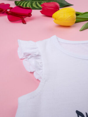 Camiseta de tirantes básica de niña con estampado y volantes - Prénatal