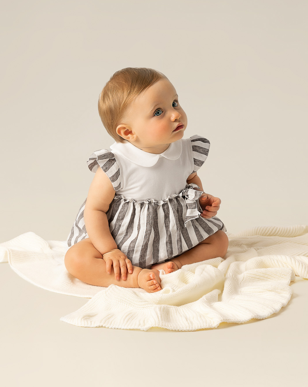 Pelele efecto vestido de rayas para recién nacida - Prénatal