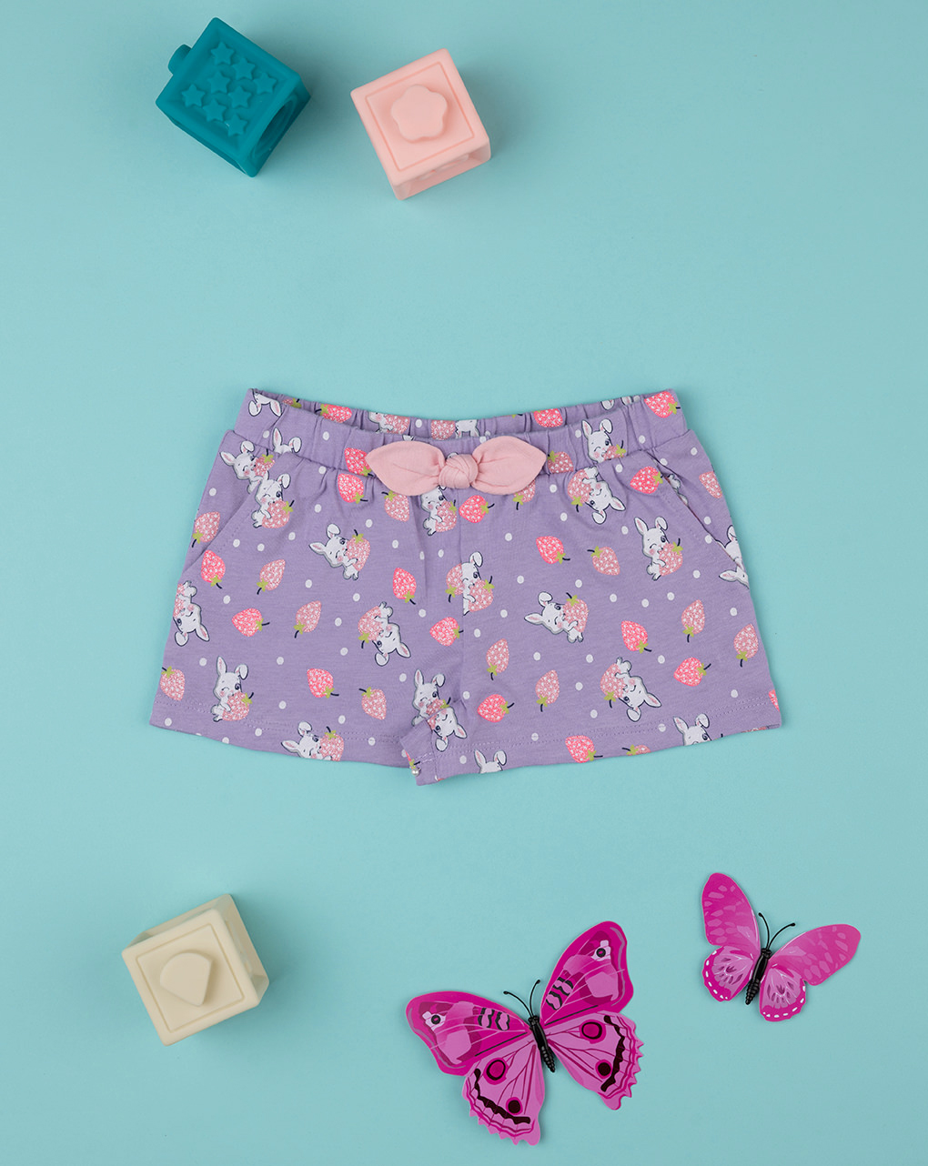 Pantalón corto lila para bebé niña con estampado integral - Prénatal