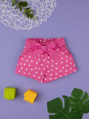 Pantalón corto de niña con estampado de lunares fucsia - Prénatal