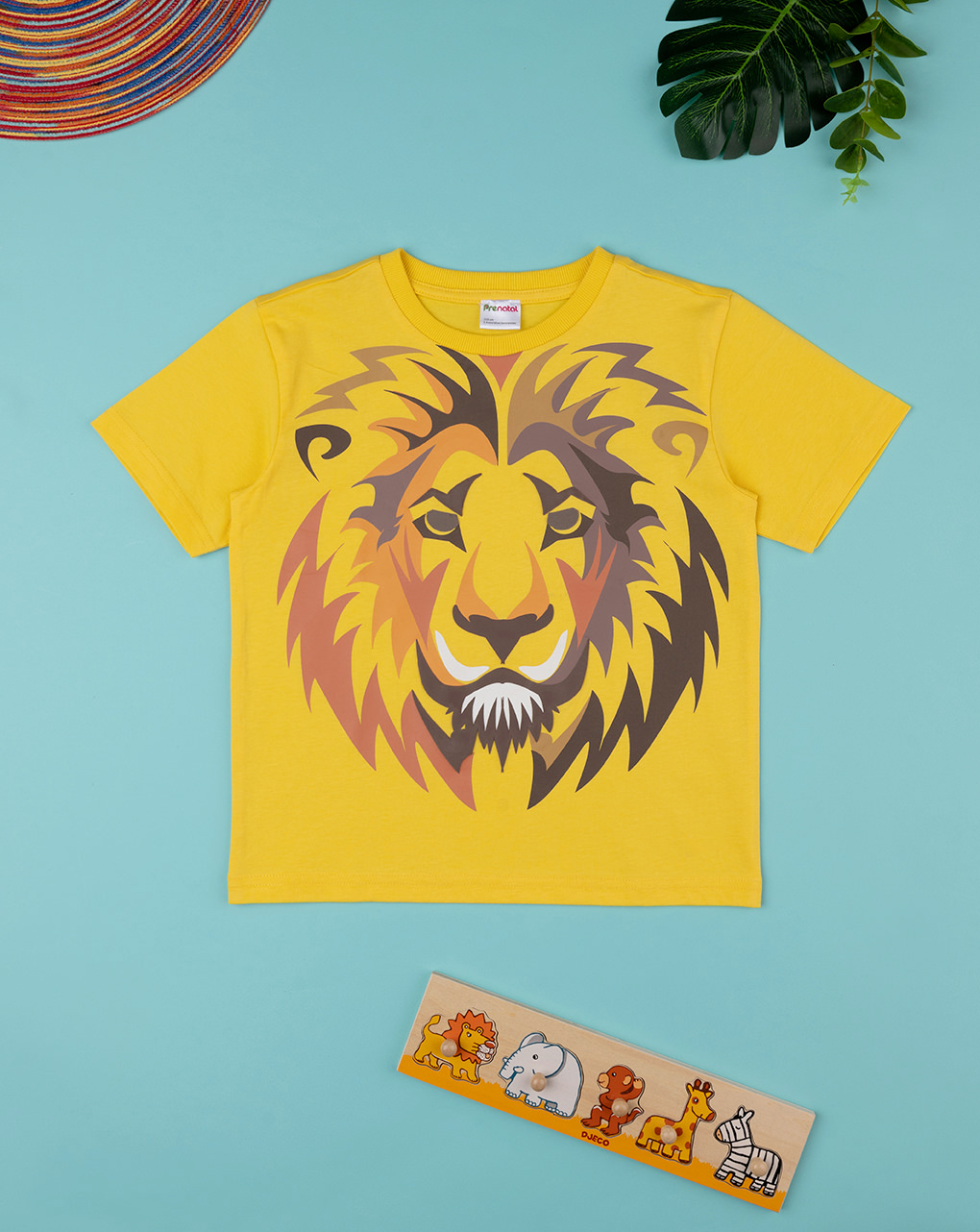 Camiseta amarilla de media manga "león" para niños - Prénatal