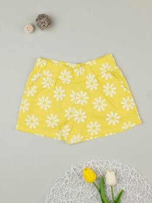 Pantalón corto de niña con estampado de flores amarillas - Prénatal