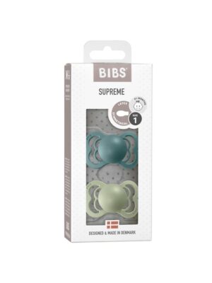 Pack 2 chupetes supreme tetina simétrica látex 6-18m islandsea/sagegreen - bibs - BIBS