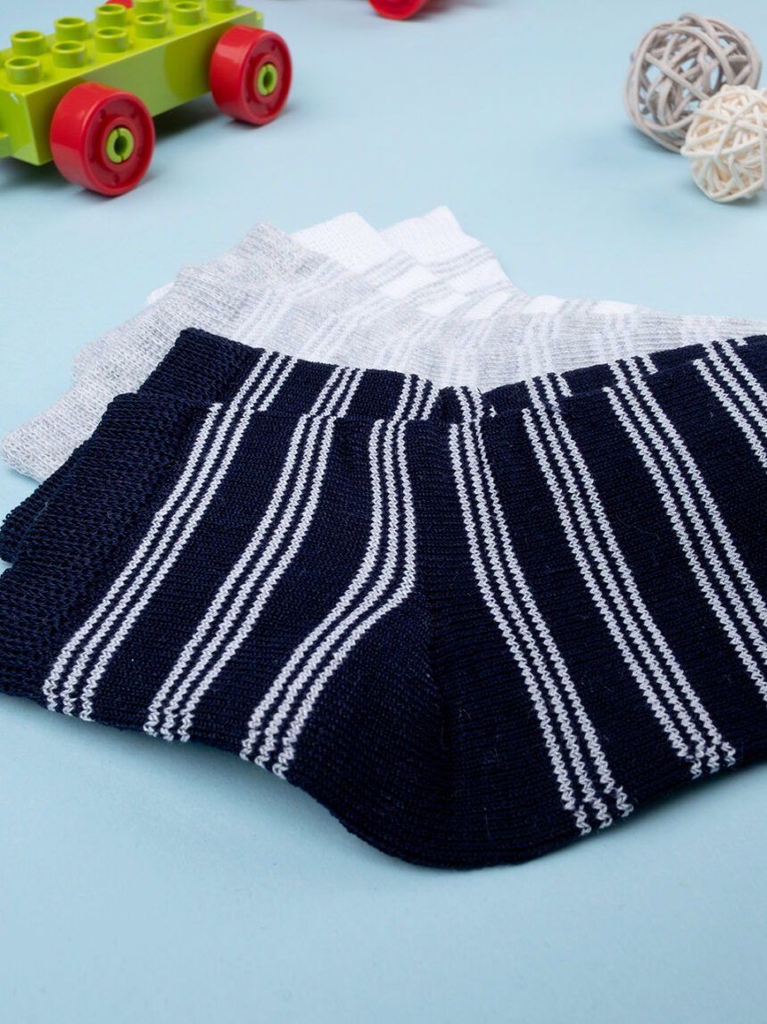 Lote de 3 calcetines cortos a rayas para niños - Prénatal