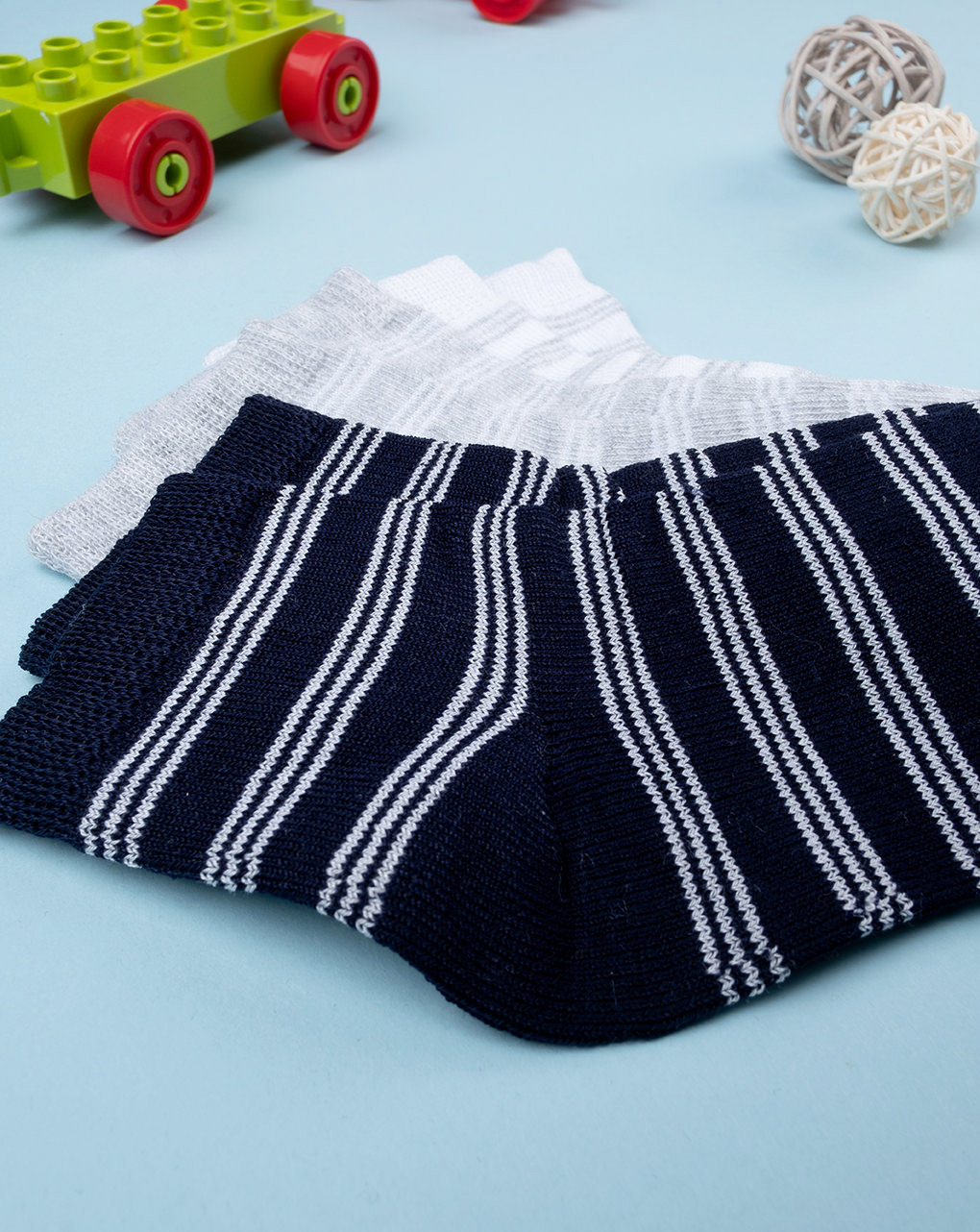 Lote de 3 calcetines cortos a rayas para niños - Prénatal