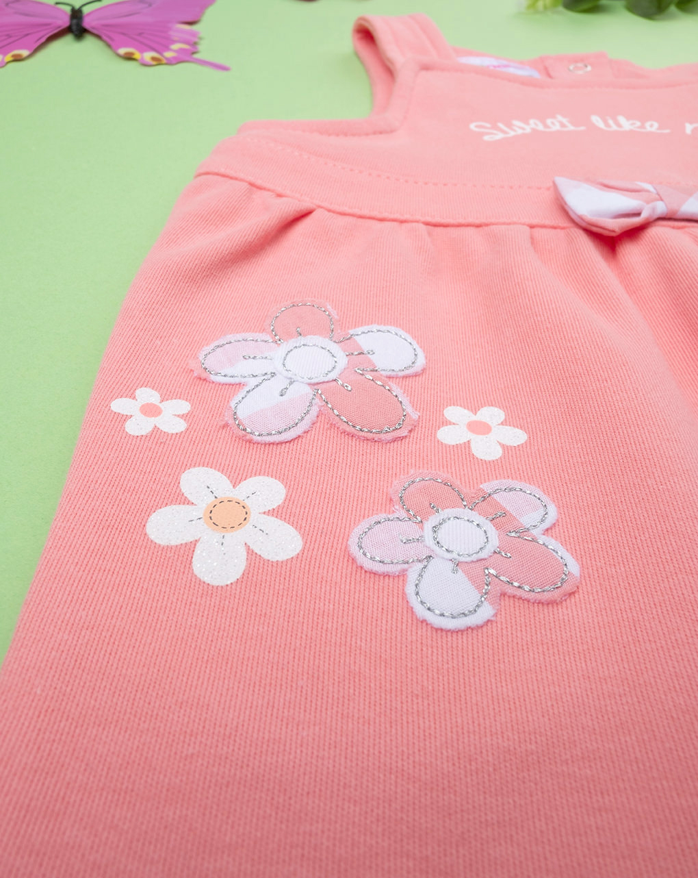 Conjunto de peto + camiseta de flores para niña - Prénatal