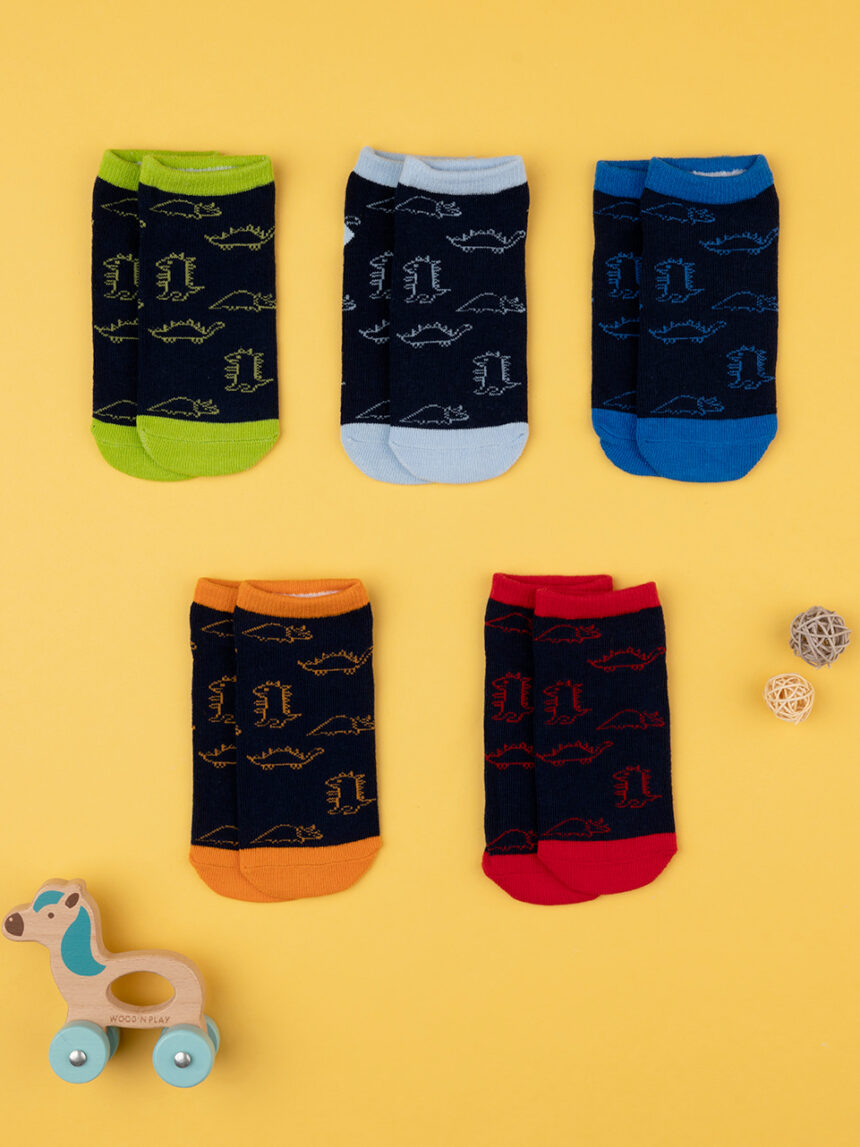 Pack 5 calcetines cortos de bebé dinosaurios - Prénatal